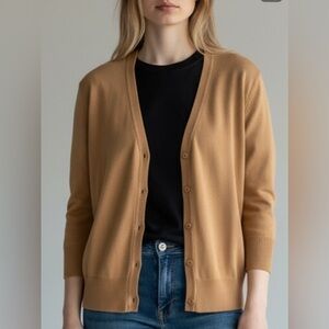 Beige Cropped Buttoned Cardigan NWT